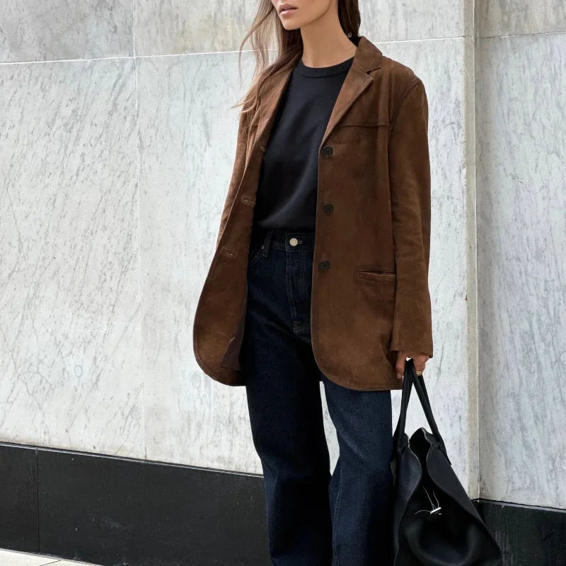 Stylische Damenjacke Wildleder Braun
