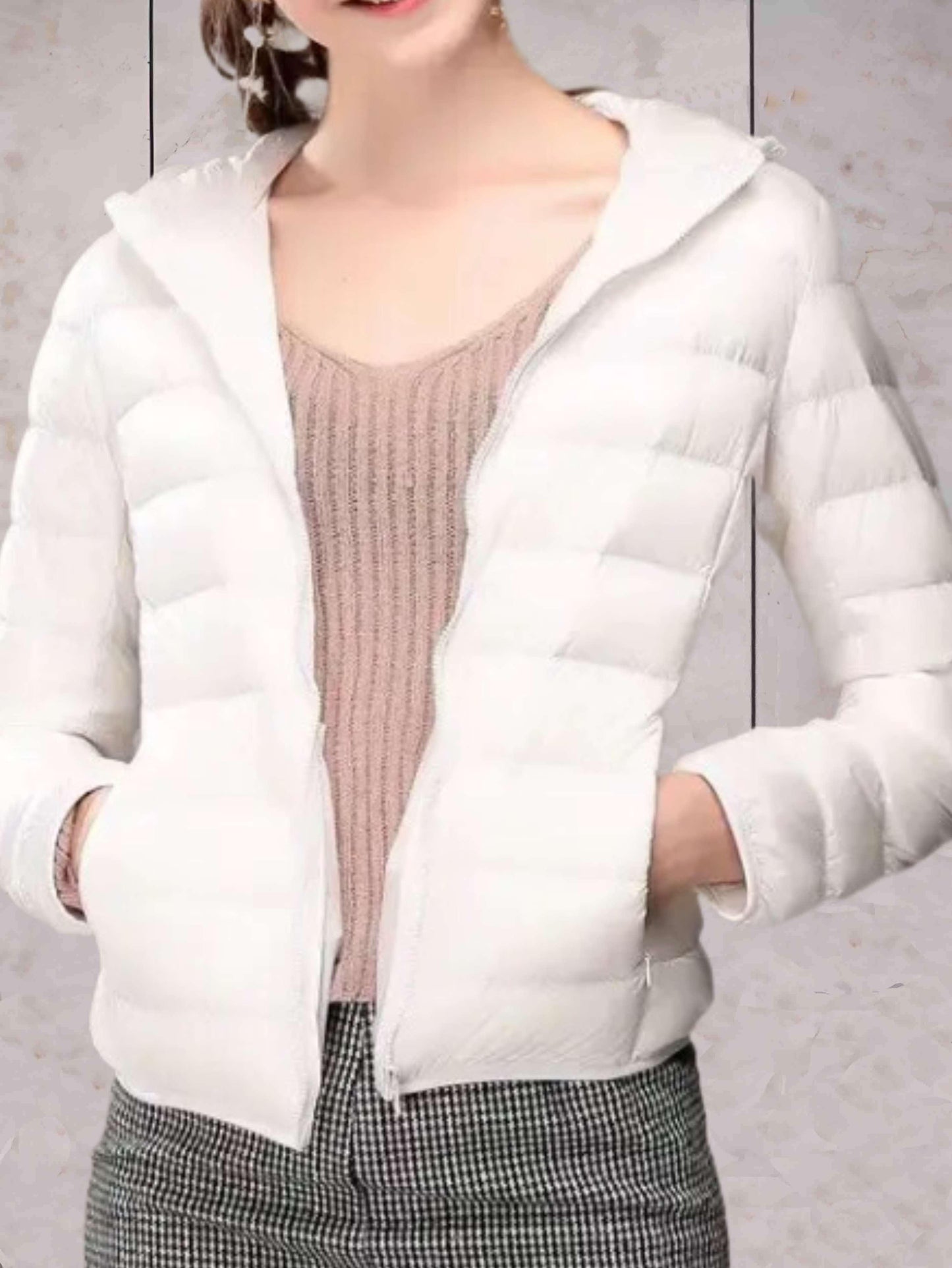 Winterdaunenjacke Damen Kapuze Warm Isoliert