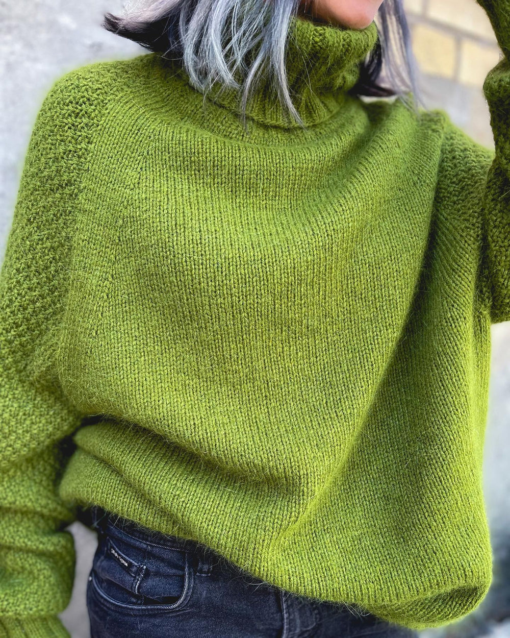 Übergroßer Strickpullover Grasgrün Oversized