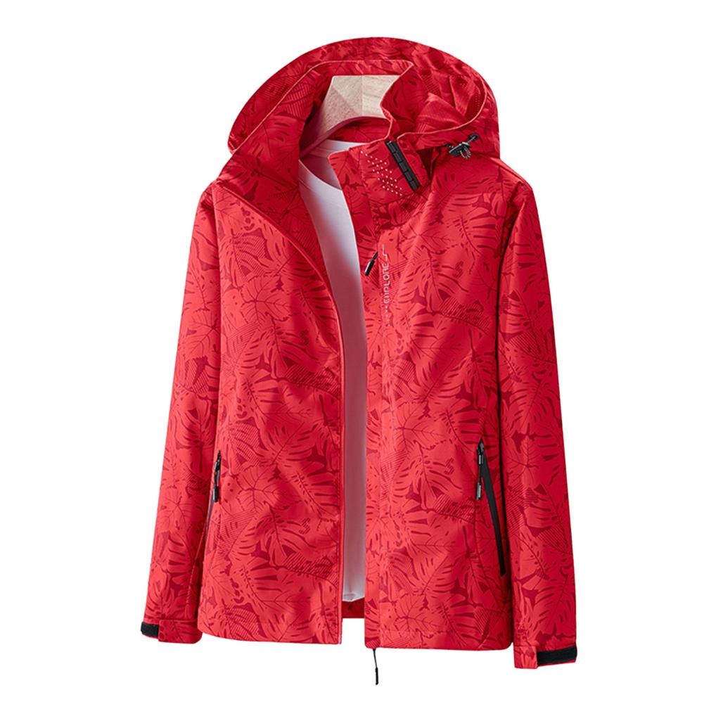 Wasserdichte Damenjacke Leicht mit Kapuze Blumenmuster