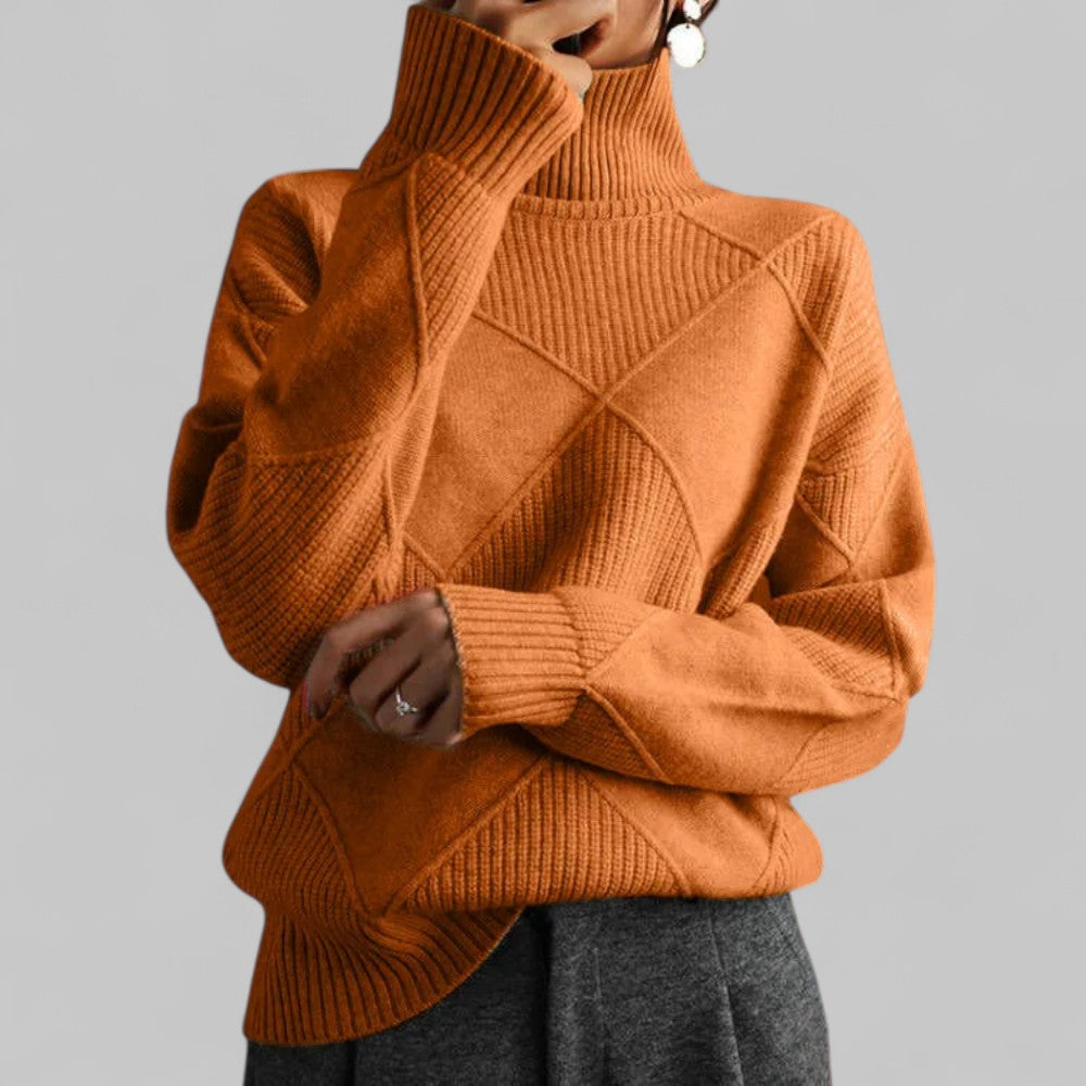 Damen Pullover Rollkragen Bequem Locker