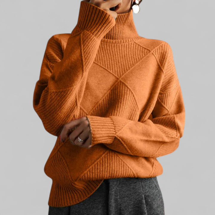 Damen Oversized Pullover Winter Muster Rollkragen