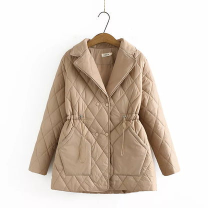 Große Polsterjacke Argyle Muster Stilvoll Warm