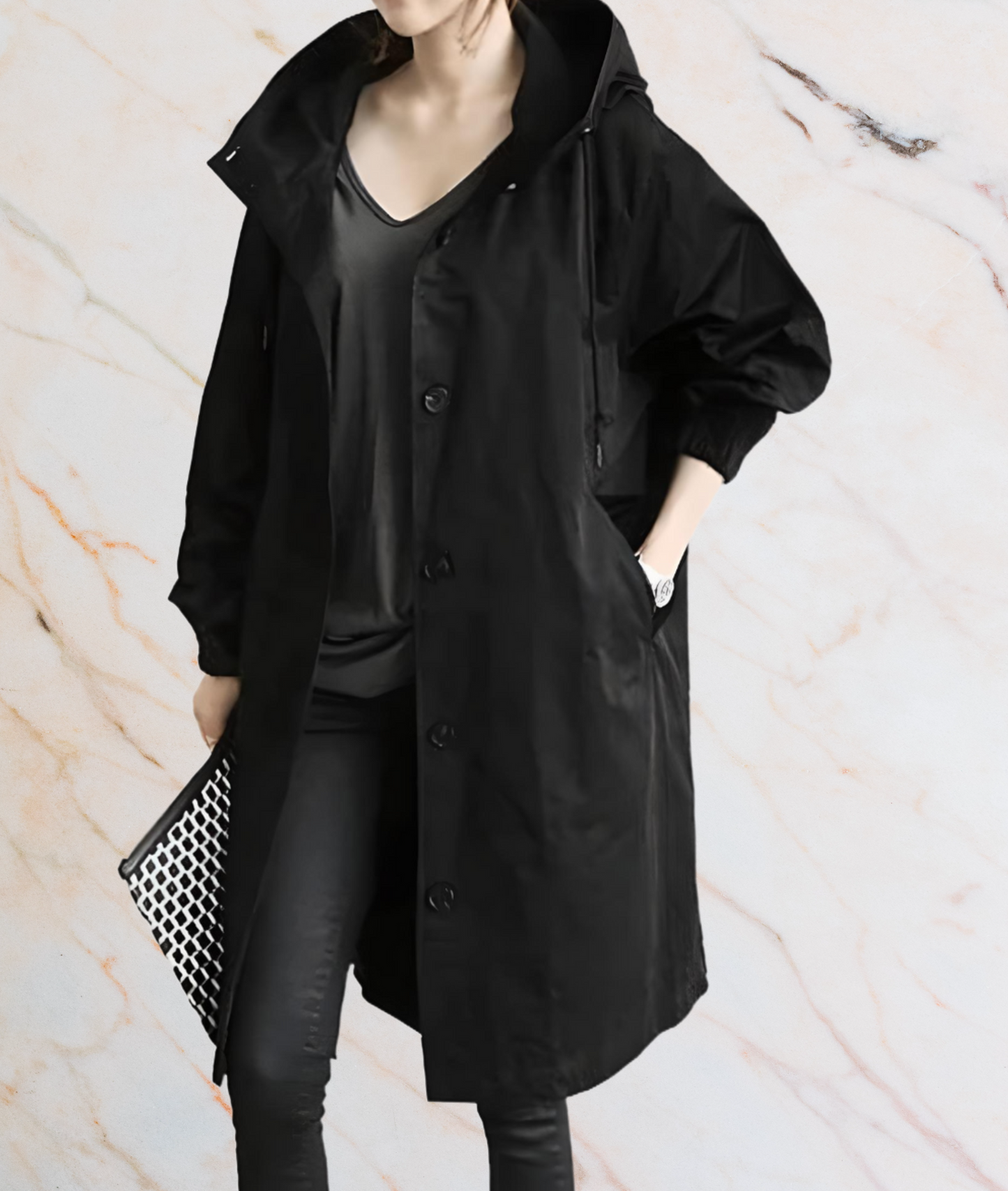 Große Oversized Jacke Damen Mit Knöpfen und Taschen