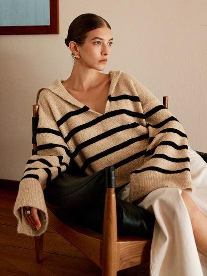 Große Damenpullover Streifen Oversized