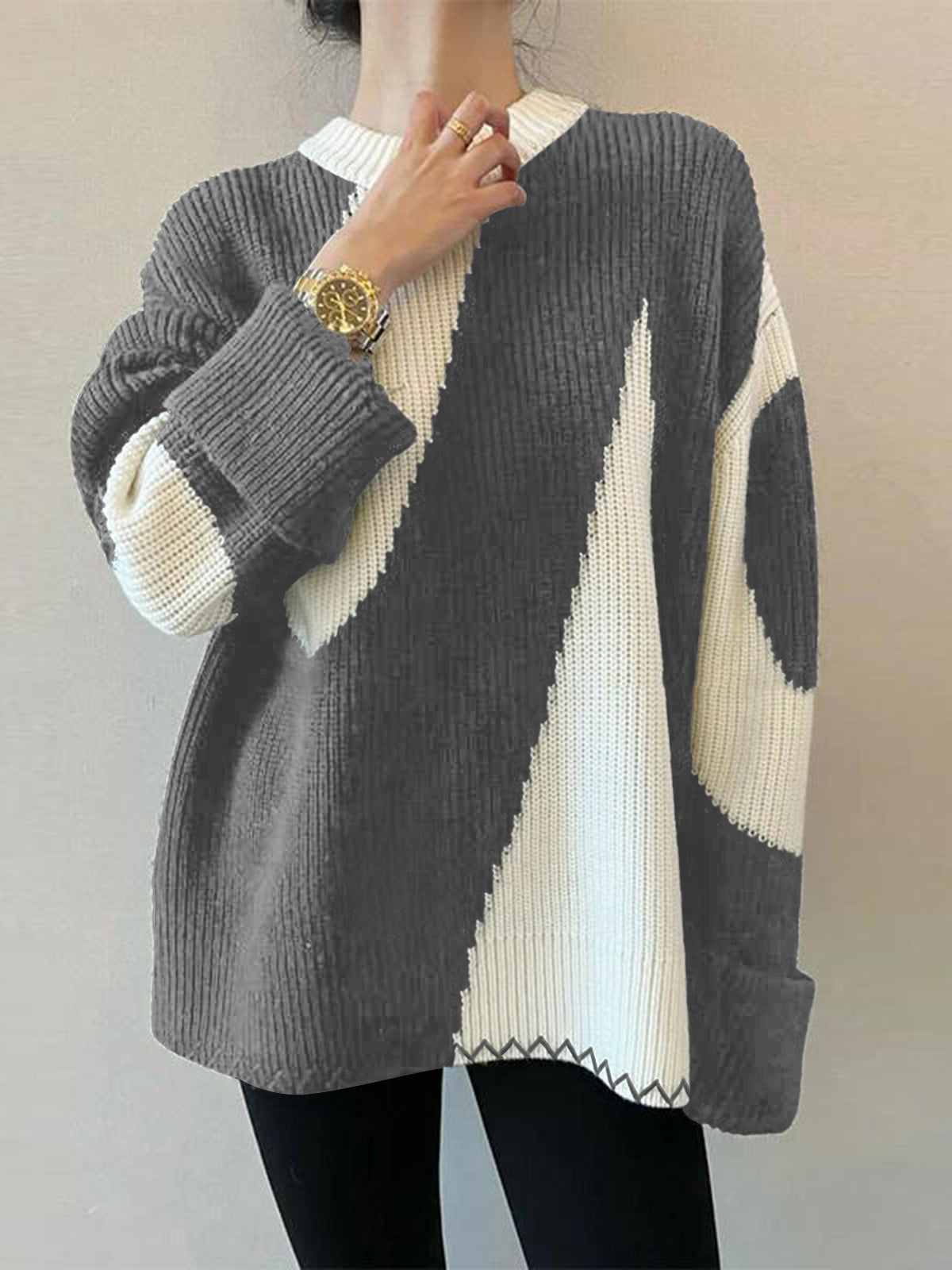 Übergroßer Zebra Print Pullover Frauen Trendy Oversized
