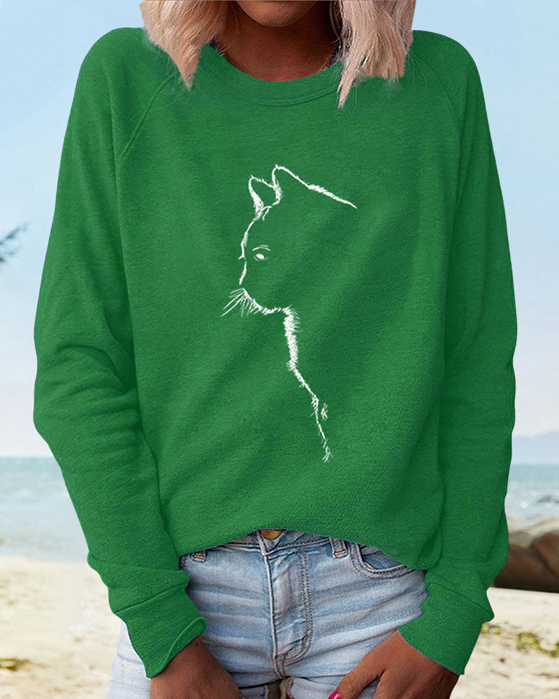 Katzen Sweatshirt Kuschelweich Grau