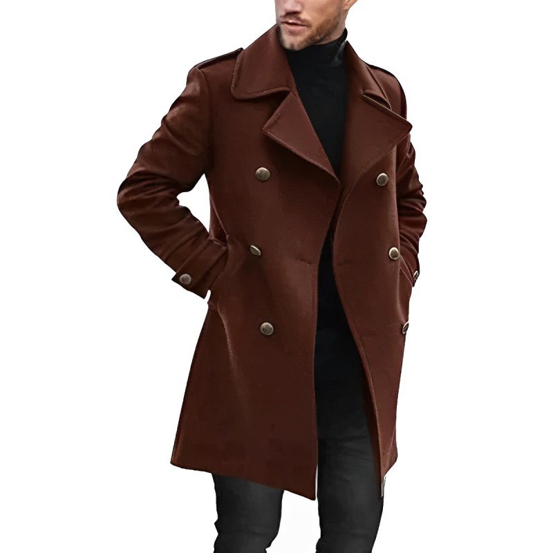 Herren Mantel Mittellang Stilvoll Revers