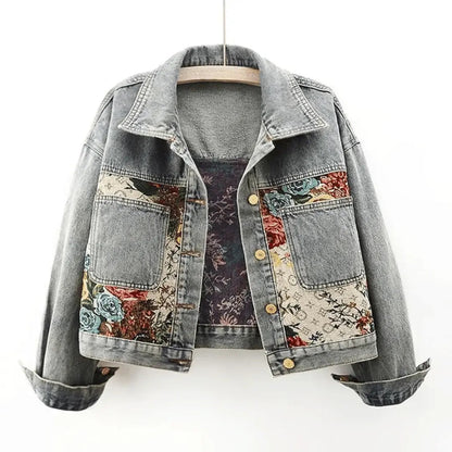 Sommerjacke Blumenmuster Denim