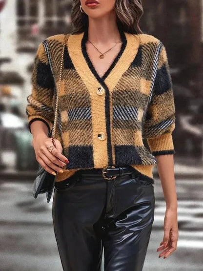 Damen Strickjacke Modern Knopf Pullover