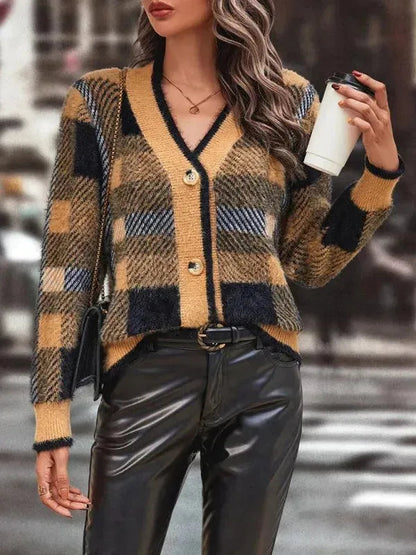 Damen Strickjacke Modern Knopf Pullover - IdealeKleiden