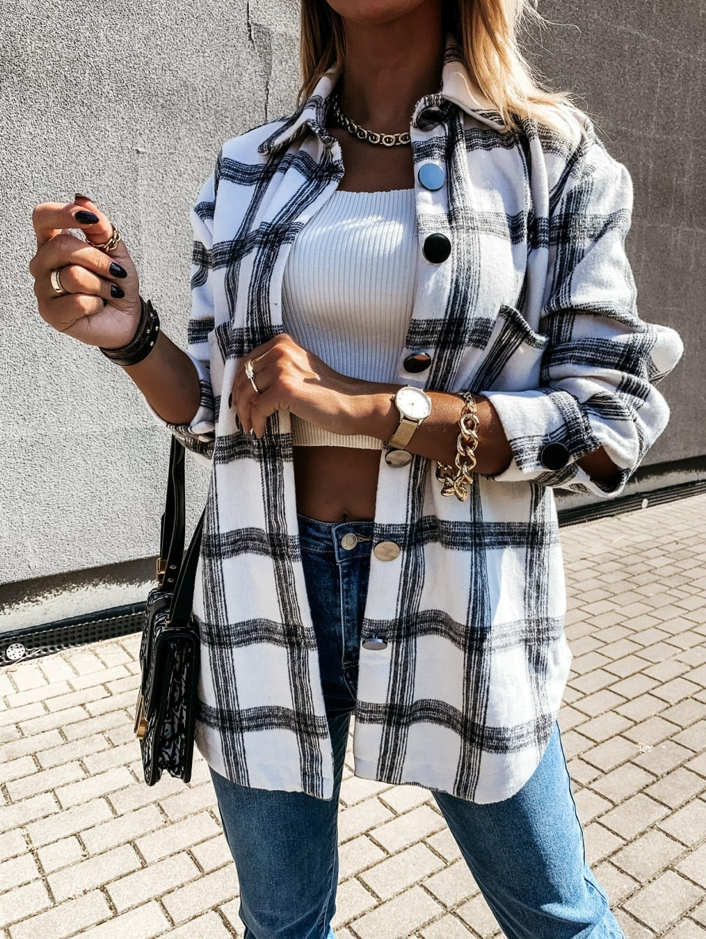 Stylische Karo Jacke Damen