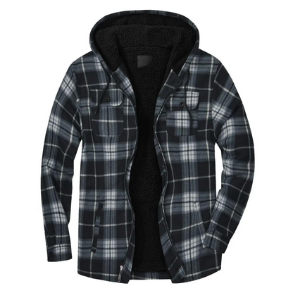 Herren Steppjacke Karomuster Kapuze