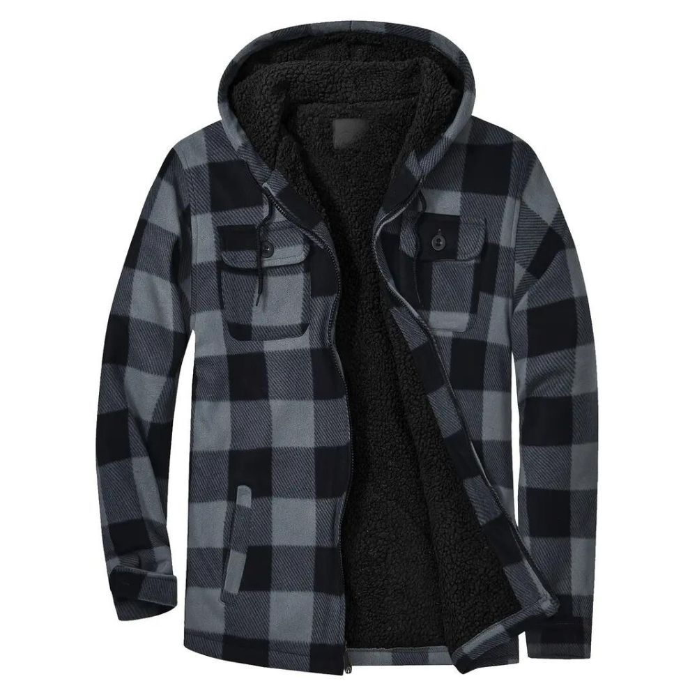 Herren Steppjacke Karomuster Kapuze