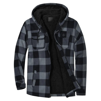 Herren Steppjacke Karomuster Kapuze