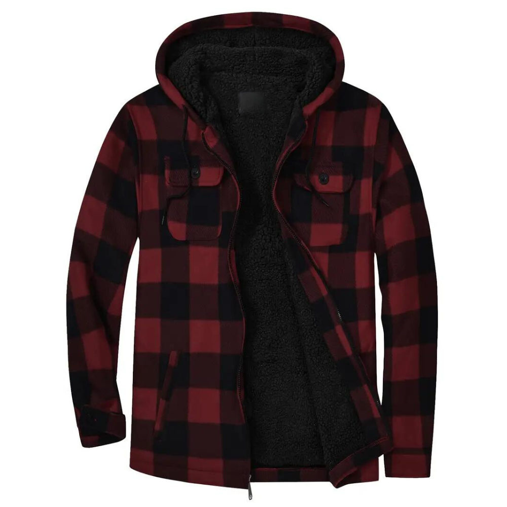 Herren Steppjacke Karomuster Kapuze