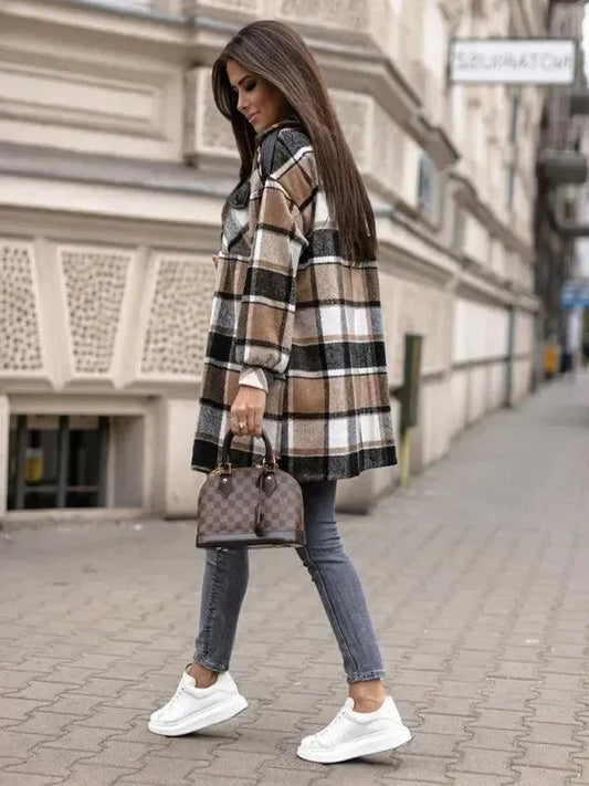 Karierte Damenbluse Jacke Modern - IdealeKleiden