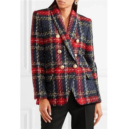 Karierte Damenblazer Lässig Chic Tweed