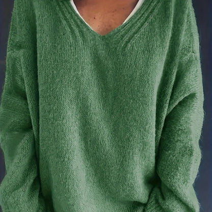 Stylischer V-Ausschnitt Pullover für Curvy Frauen