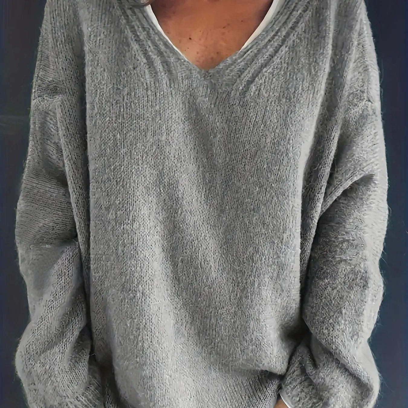 Stylischer V-Ausschnitt Pullover für Curvy Frauen