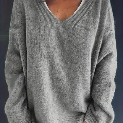 Stylischer V-Ausschnitt Pullover für Curvy Frauen