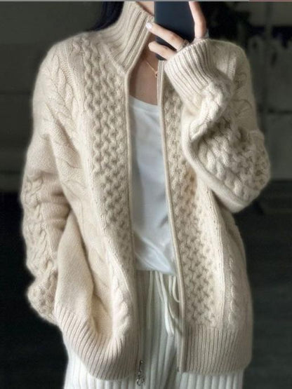 Dicke Kaschmir Strickjacke Rollkragen Damenschal