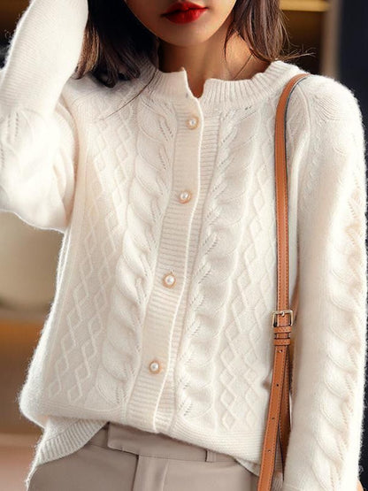 Stylish Strickjacke Stehkragen Modern Jacquard