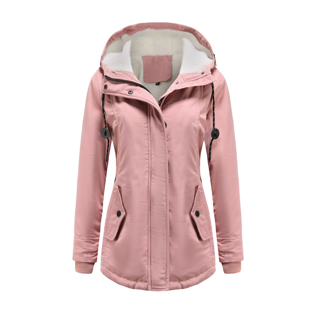 Wasserdichte Regenjacke Fleece gefüttert Kapuze