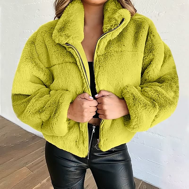 Gemütliche Kunstpelzjacke Winter Warm Hoher Kragen