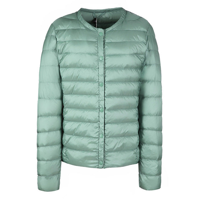 Daunenjacke Damen Elegant Kragenlos