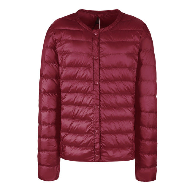 Daunenjacke Damen Elegant Kragenlos