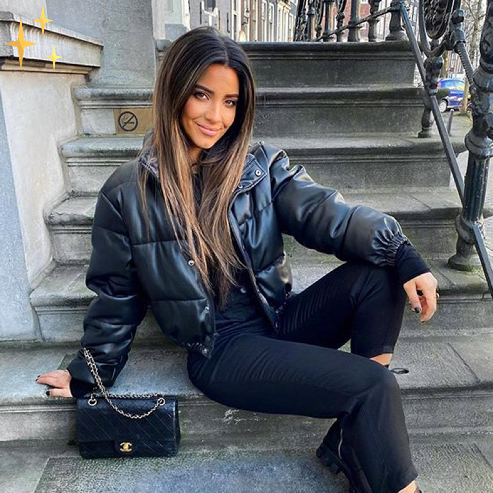 Kurze Damenwinterjacke Warm Puffer Style - IdealeKleiden