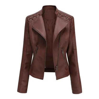 Stylische Lederjacke Frauen Punkrock Look
