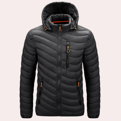 Herren Winterjacke Luxus Kapuze Elegant