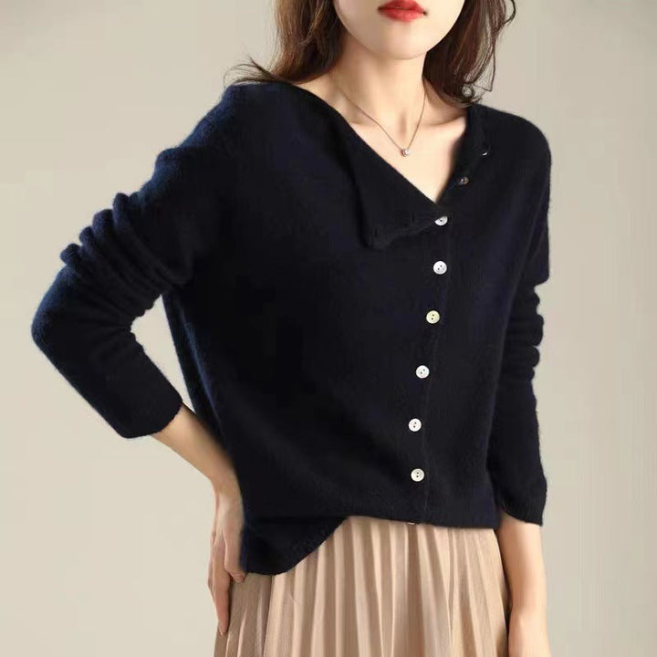 Weinrot Gestrickter Kaschmir Pullover Damen