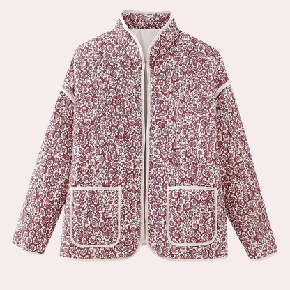 Herbstjacke Frauen Blumenmuster Elegant - IdealeKleiden