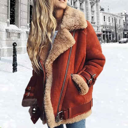 Lederjacke Bikerstil Schnalle - IdealeKleiden