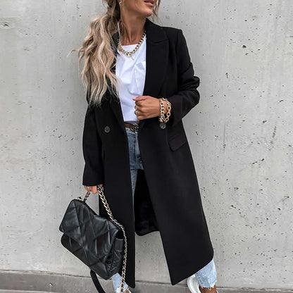 Maßgeschneidertes Kleid aus Wolle, Klassisch und Elegант, Vollständig Revers mit Knöpfen