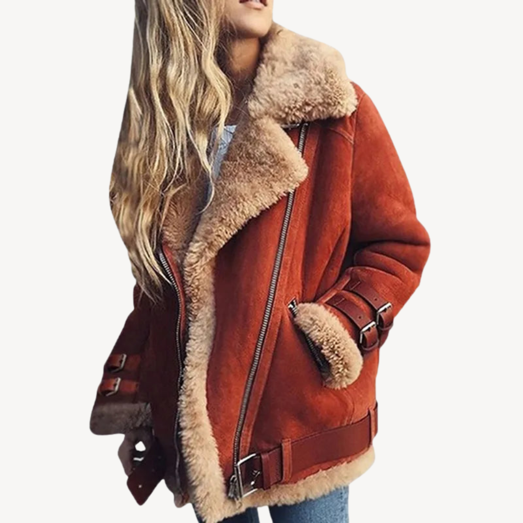 Lederjacke Damen Warm Gefüttert Bikerstil