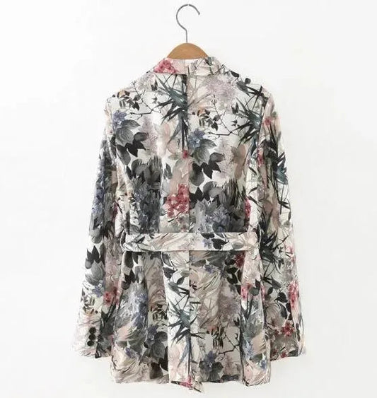 Retro Blazer Damen Floral Muster - IdealeKleiden