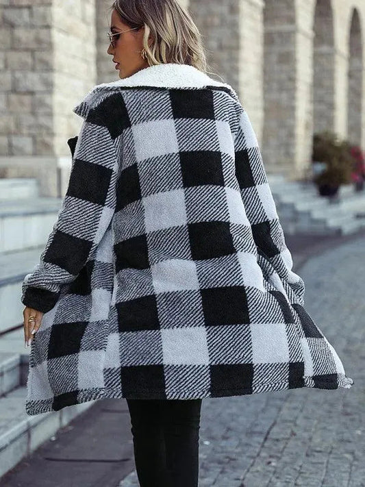 Stylischer Karomantel Damen Wendbar Winter - IdealeKleiden