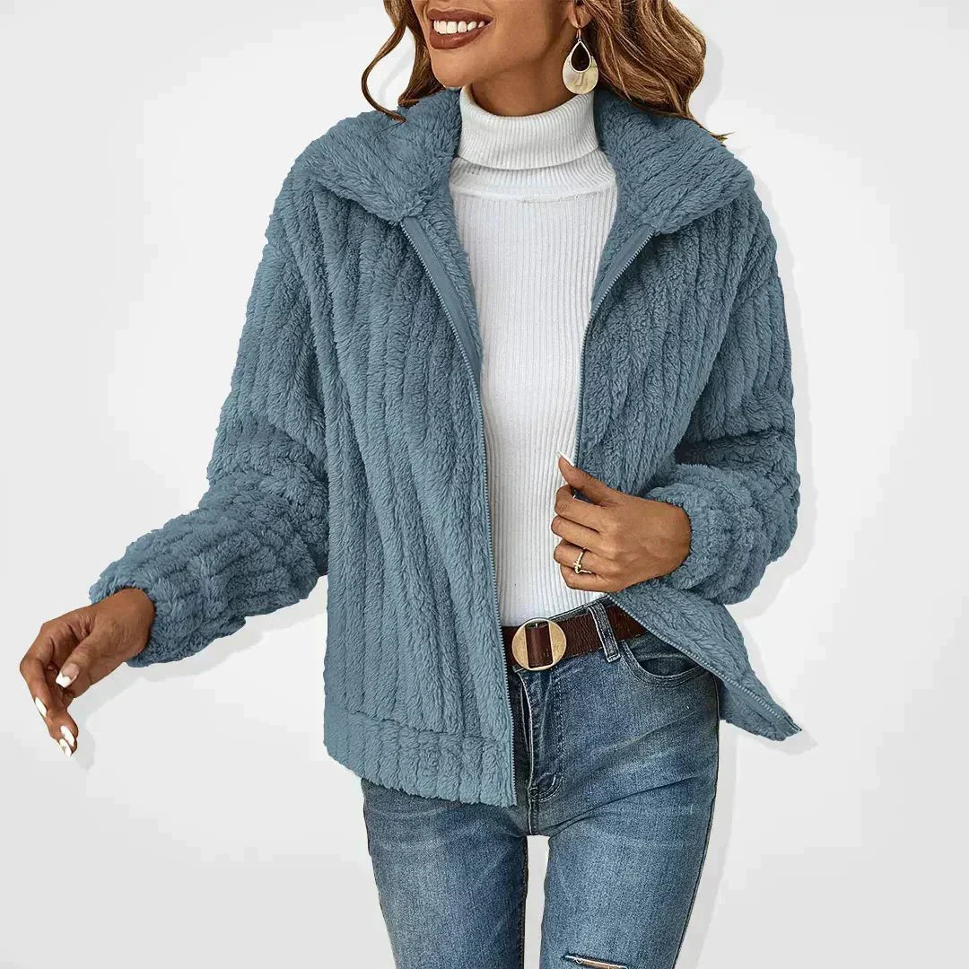 Weicher Plüsch Cardigan Damen Lässig
