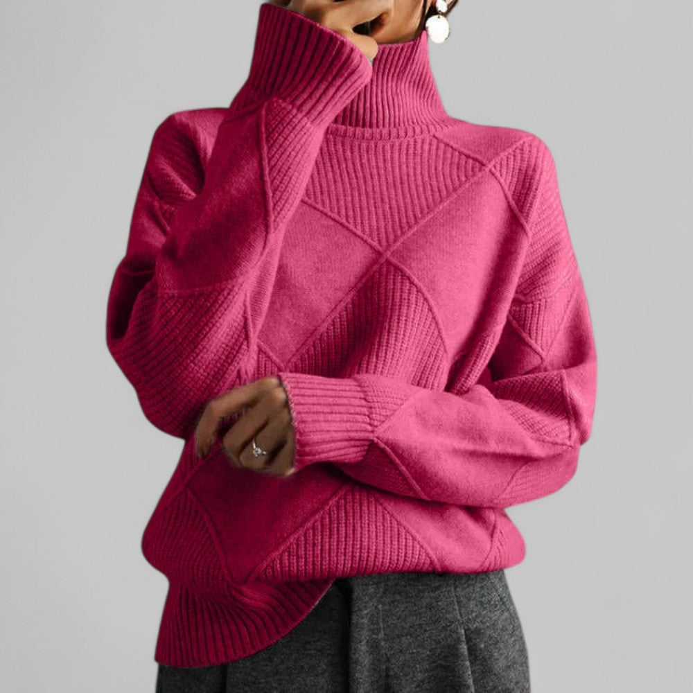 Damen Pullover Rollkragen Bequem Locker