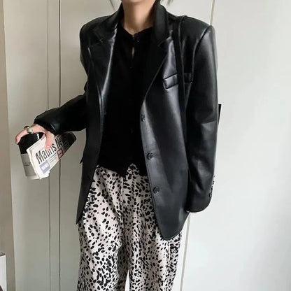 Modische Lederjacke Damen Übergröße Elegante Design