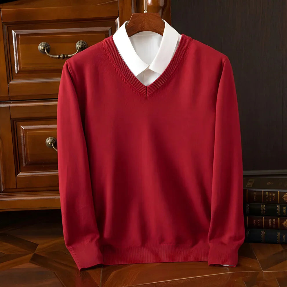 Herren Strickpullover V-Ausschnitt Langarm - IdealeKleiden