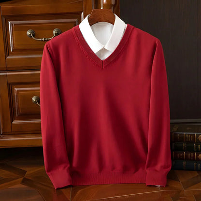 Herren Strickpullover V-Ausschnitt Langarm - IdealeKleiden