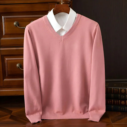 Herren Strickpullover V-Ausschnitt Langarm