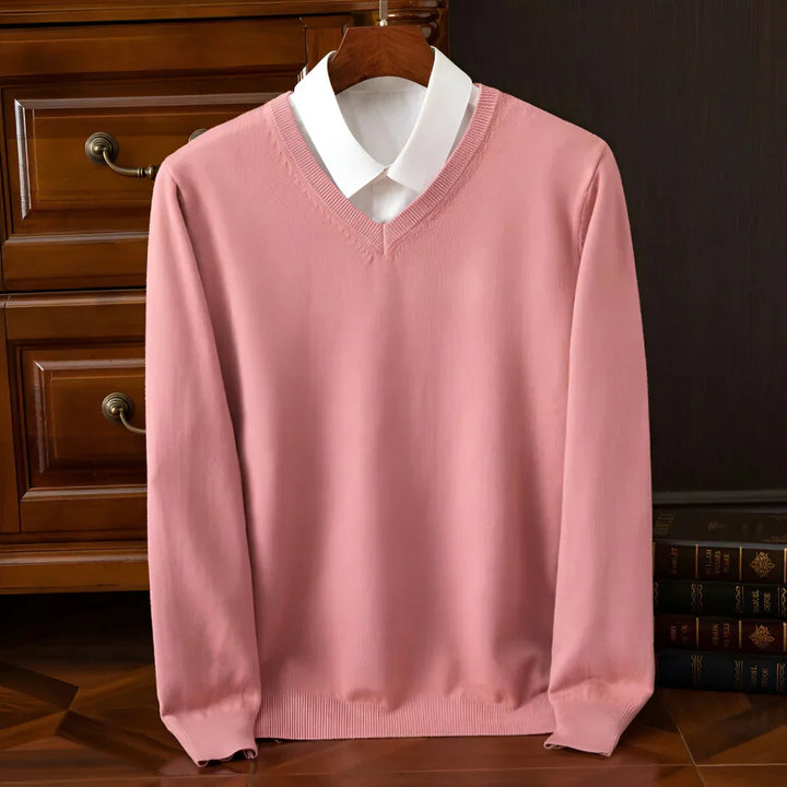 Herren Strickpullover V-Ausschnitt Langarm