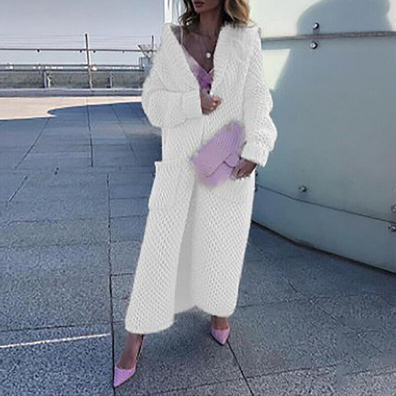 Damen Pullover Lang Strickjacke Elegante Oversize