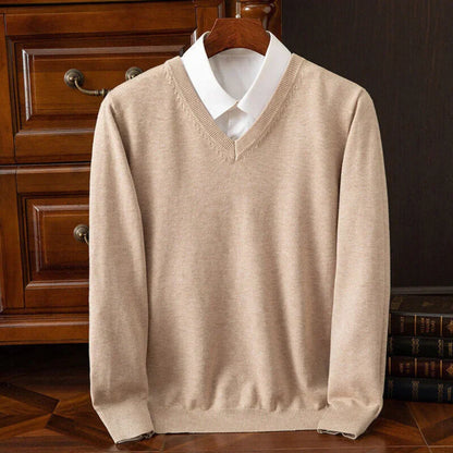 Herren Strickpullover V-Ausschnitt Langarm